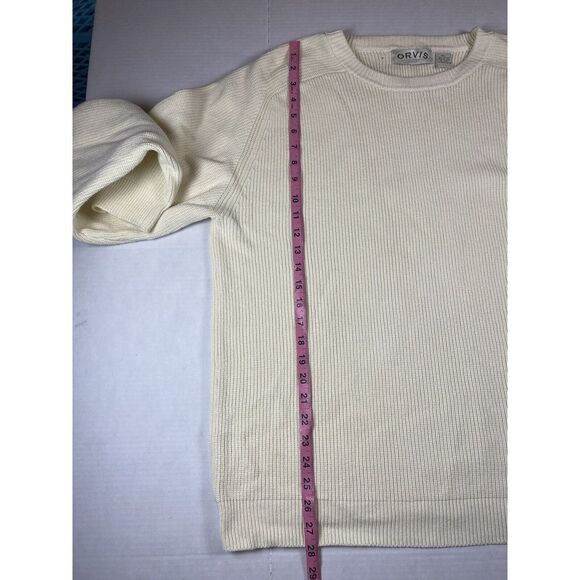 Orvis Knit Sweater 100% Cotton Sweater Mens Size XL Cream Beige - Picture 5 of 6
